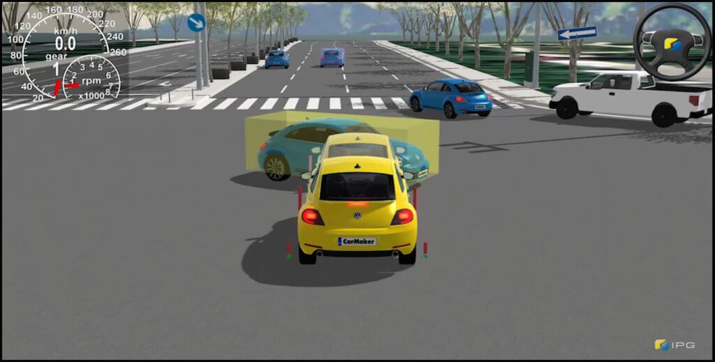 Screen capture of a vehicle simluation